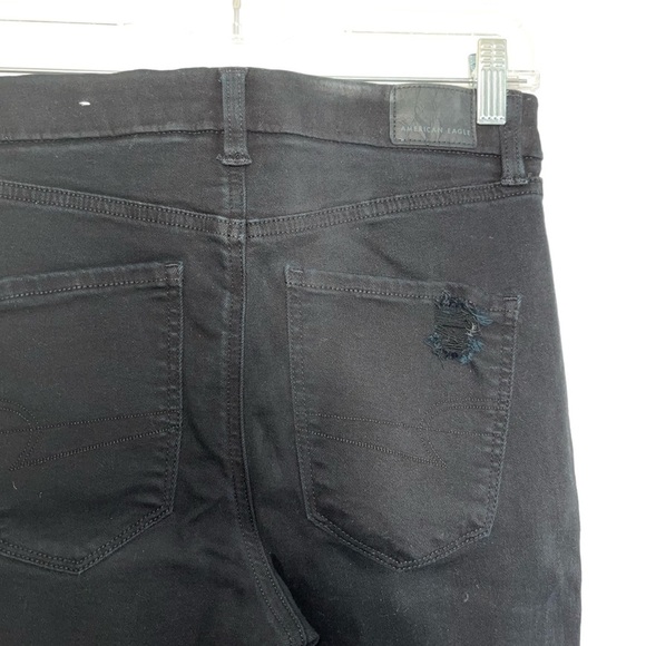 American Eagle Black High Rise Distressed Skinny Curvy Jeans 4 Short Women’s - Picture 7 of 13